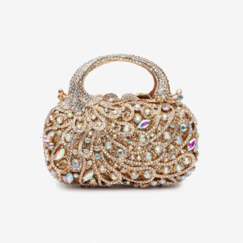 Princess Diamant Abendtasche mit Strasssteinen in Gold – Angeleyes & Beauty