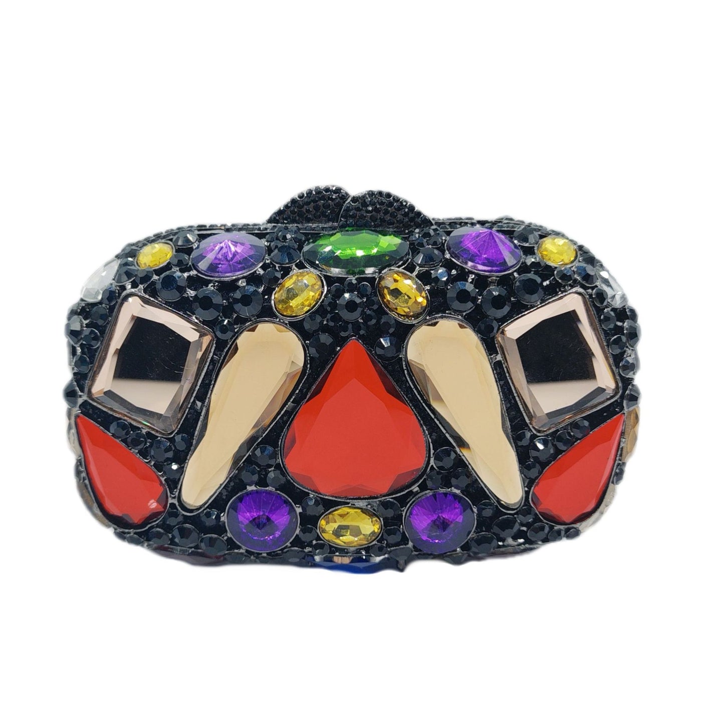 Kathrine Abend-Clutch in Scharz mit Farbigen mit Glasstrass – Elegante Damen-Clutch von Angeleyes & Beauty
