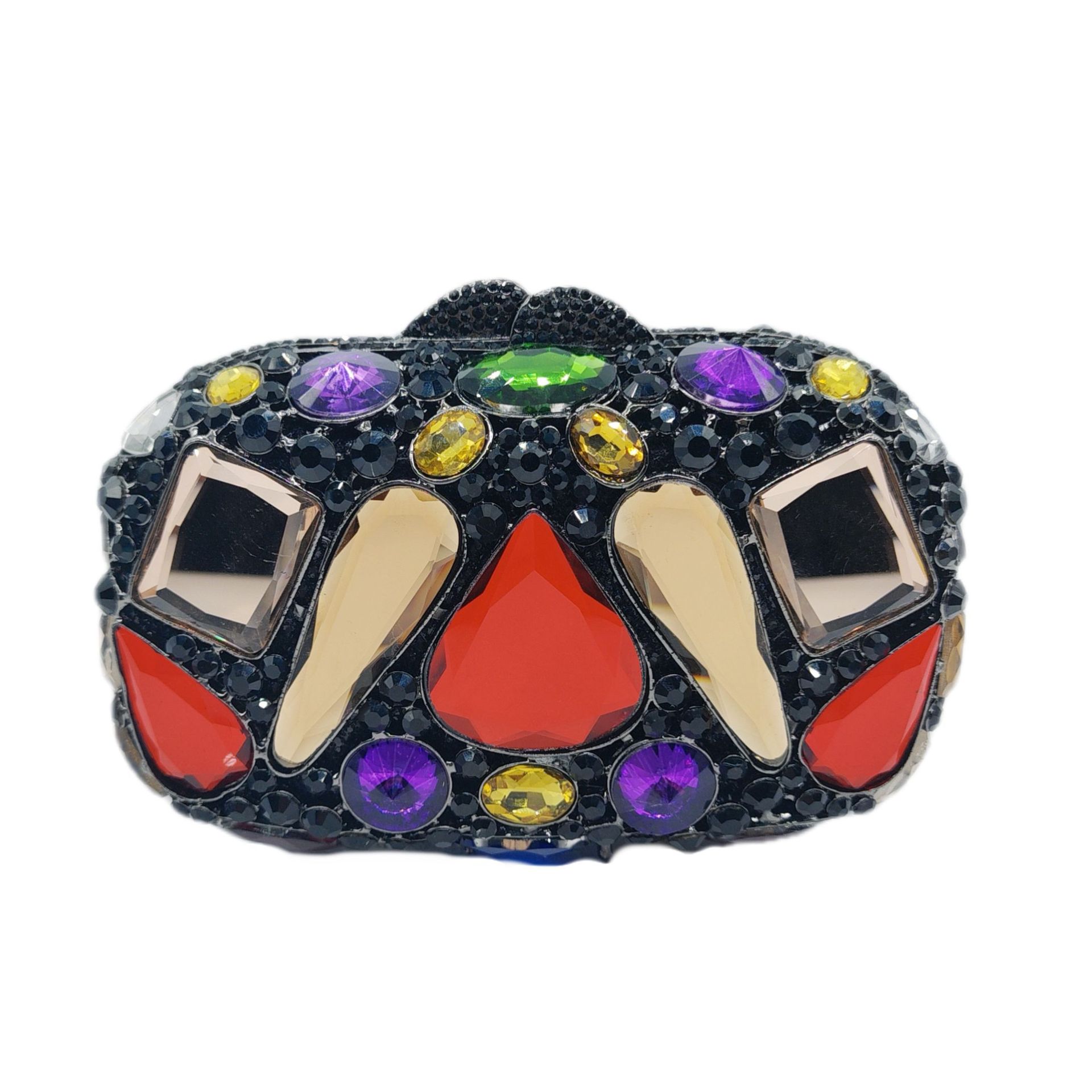 Kathrine Abend-Clutch in Scharz mit Farbigen mit Glasstrass – Elegante Damen-Clutch von Angeleyes & Beauty