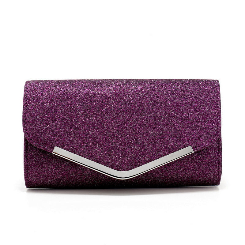 Charlotte Glitzer Ausgangs Clutch – In Purpur mit silberne Hardware