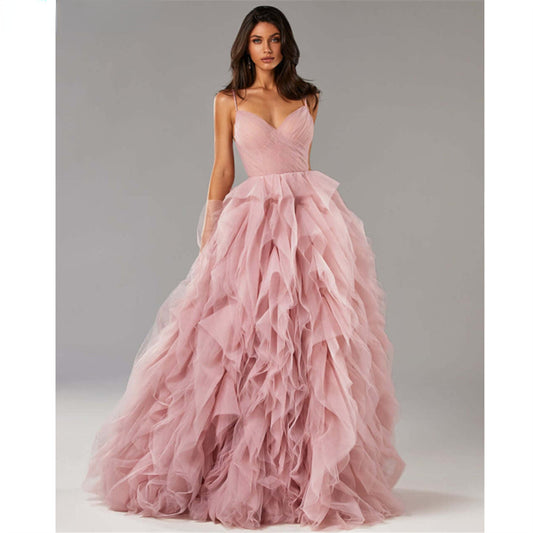 Rosie Mesh-Ballkleid – Frontansicht  Rosa