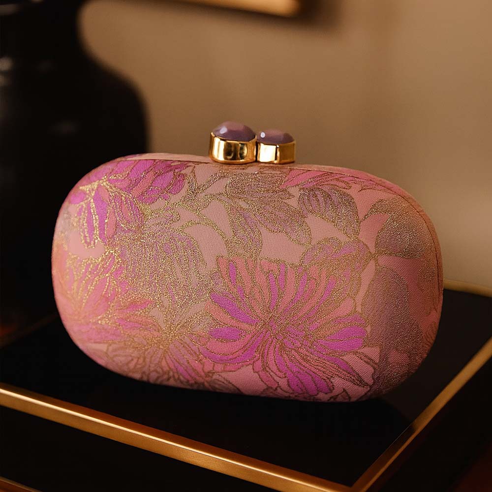 Elisabeth Retro Dinner Clutch in Rosa & Pink – Ovale Damen-Abendtasche von Angeleyes & Beauty