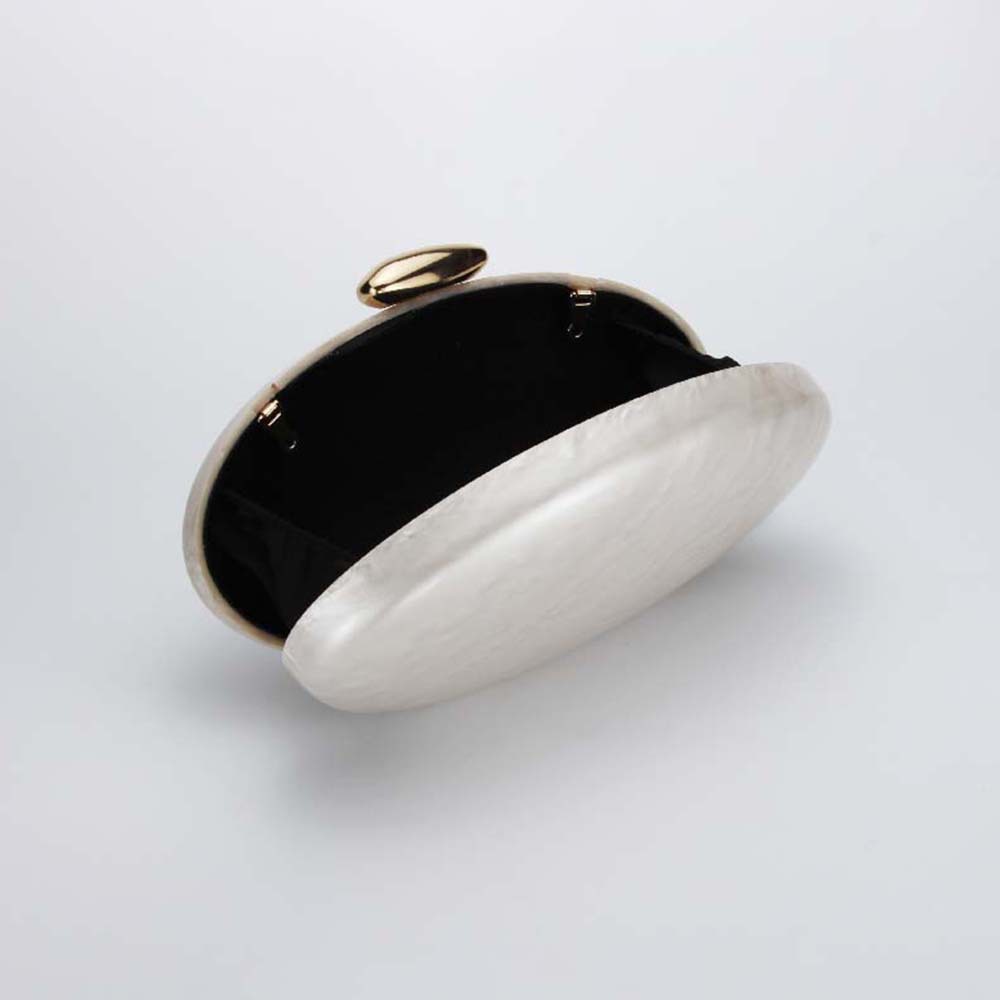 Innen Ansicht Luisa Elegante Muschel-Clutch aus Acryl in Perlmutt – Angeleyes & Beauty