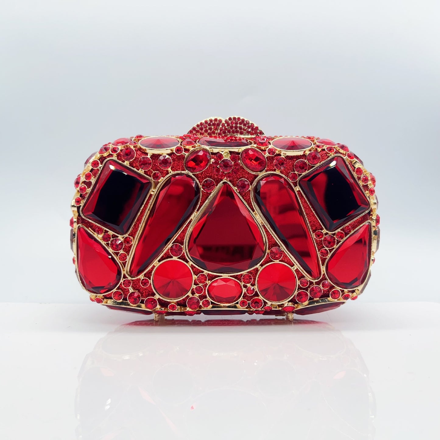 Kathrine Abend-Clutch in Rubin Rot mit Glasstrass – Elegante Damen-Clutch von Angeleyes & Beauty