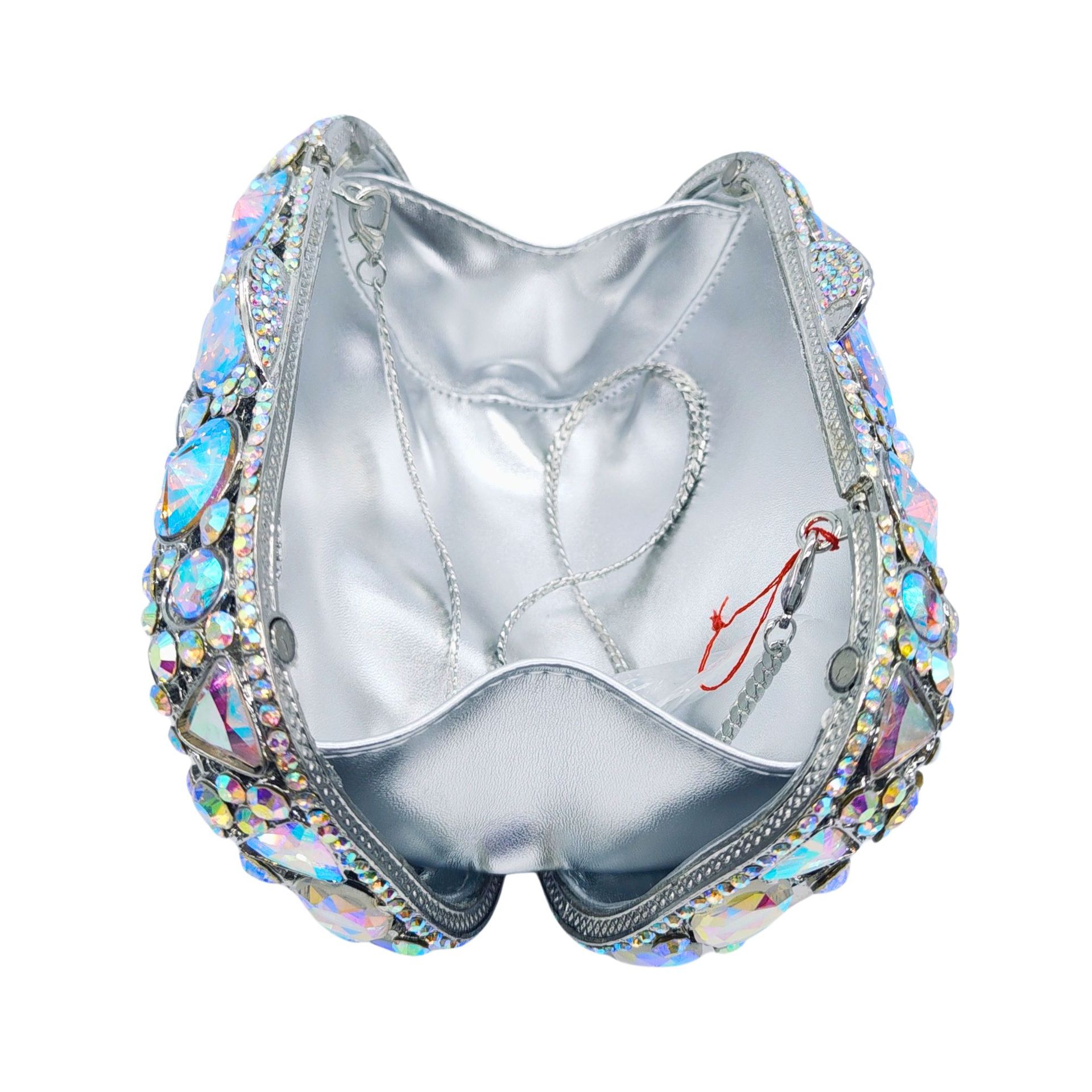 Kathrine Abend-Clutch in Aqua Marine mit Glasstrass – Elegante Damen-Clutch von Angeleyes & Beauty Innenprofil