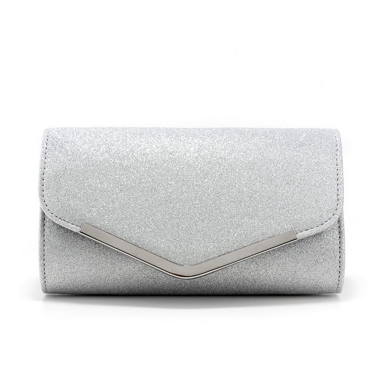 Charlotte Glitzer Ausgangs Clutch – In Silber mit silberne Hardware