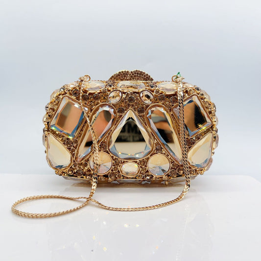 Kathrine Abend-Clutch in Champagner mit Glasstrass – Elegante Damen-Clutch von Angeleyes & Beauty