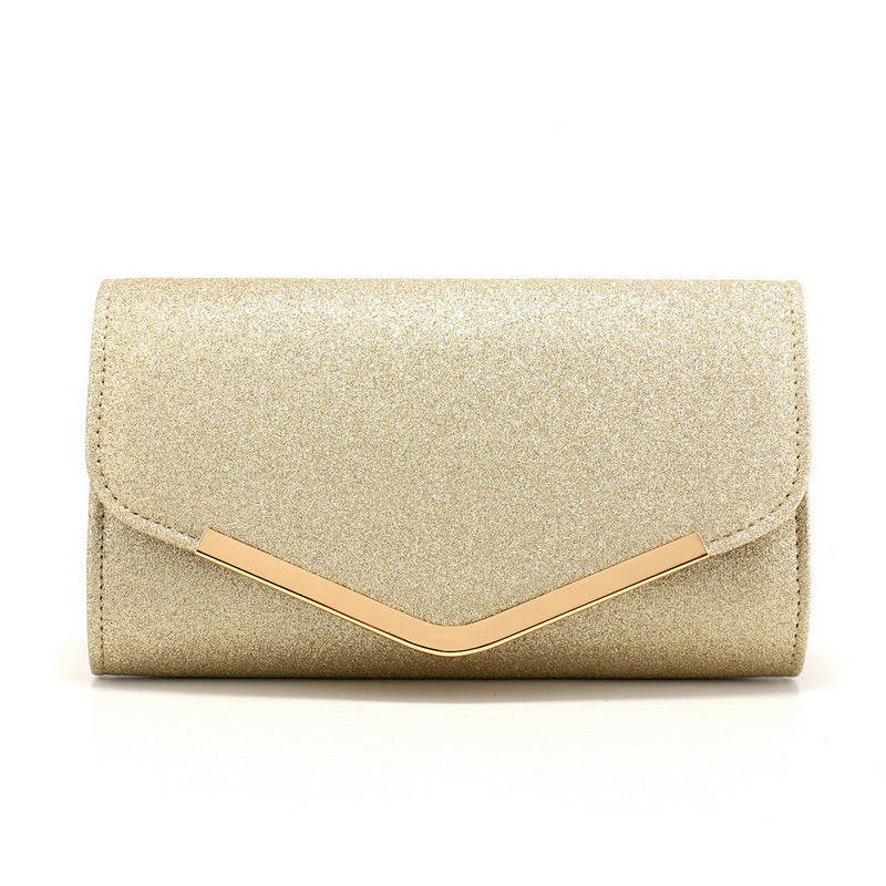 Charlotte Glitzer Ausgangs Clutch – In Gold mit goldene Hardware