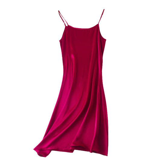 Leyla Satin-Kleid Magenta – Elegantes Trägerkleid | Angeleyes & Beauty