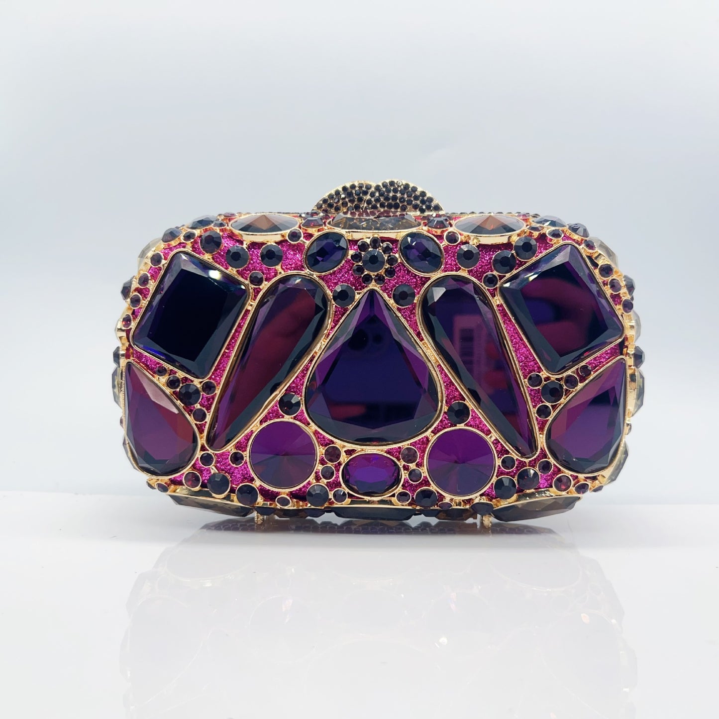 Kathrine Abend-Clutch in Purpur mit Glasstrass – Elegante Damen-Clutch von Angeleyes & Beauty