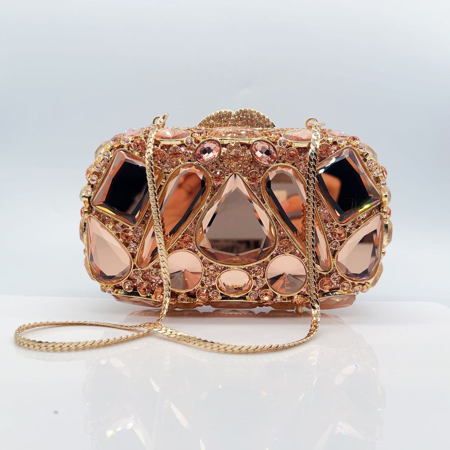 Kathrine Abend-Clutch in Rosegold mit Glasstrass – Elegante Damen-Clutch von Angeleyes & Beauty