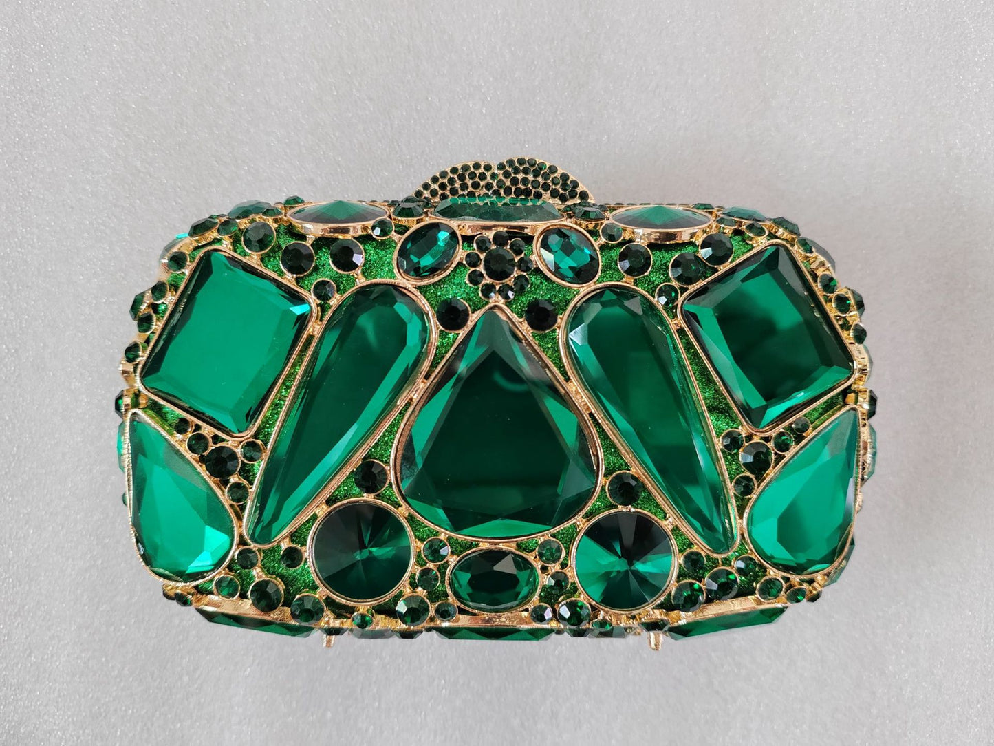 Kathrine Abend-Clutch in Smaragd mit Glasstrass – Elegante Damen-Clutch von Angeleyes & Beauty