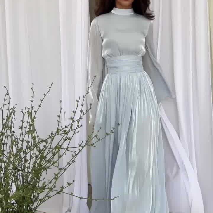 Rachel – Elegantes Langarmkleid mit Faltendetails in 3 Farben