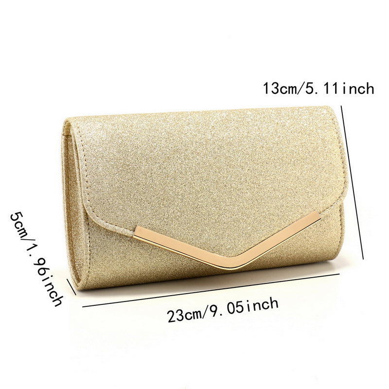 Charlotte Glitzer Ausgangs Clutch – In Gold mit Grössen Angabe