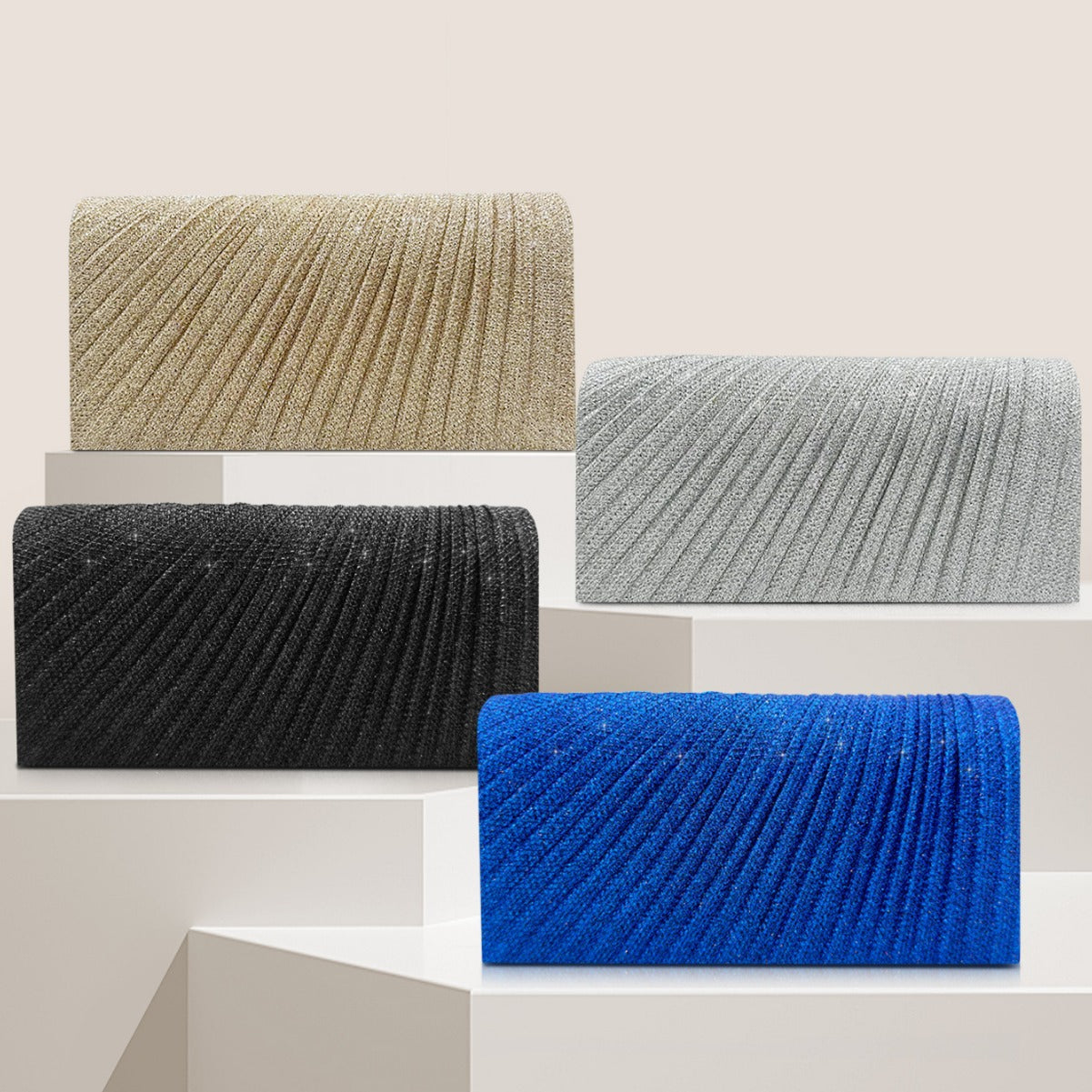 Rosalia Gefaltete Glitzer Party-Clutch – 5 Farbvarianten