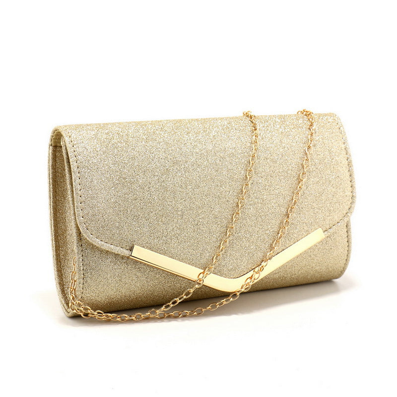 Charlotte Glitzer Ausgangs Clutch – In Gold mit goldene Hardware